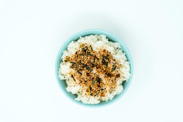 white rice with sesame in bowl