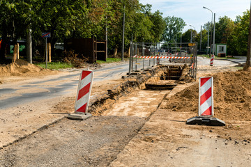Road works traffic signs