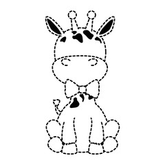 cute giraffe with bowntie character icon