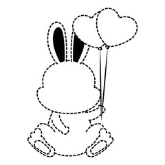 cute rabbit with balloons air