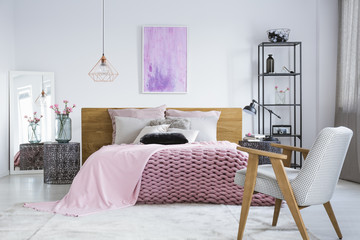 Pastel bedroom with watercolor painting
