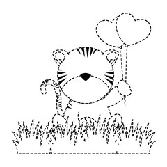 cute tiger in landscape