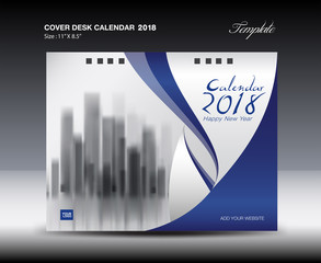 Blue Cover Desk Calendar 2018 Design, flyer template, book, advertisement