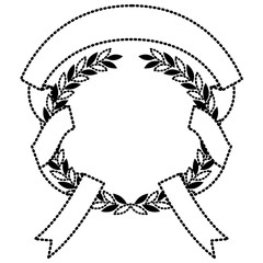 black silhouette dotted olive branches and ribbon interlace vector illustration