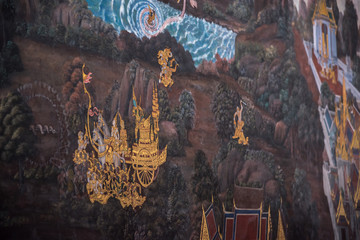 Art painting on the wall about ramayana story