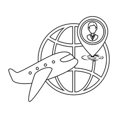 planet sphere with airplane