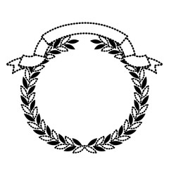 olive branch black silhouette dotted crown with ribbon on top vector illustration