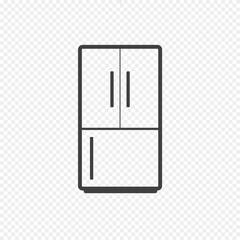 Refrigerator Vector Icon isolated on Transparent Background. Vector Illustration of Fridge in Line Style. Home Appliances Refrigerator, Fridge, Freezer.