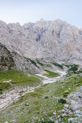 End of Vrata valley and Mt. Triglav north wall.