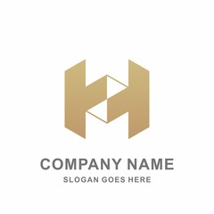 Monogram Letter H Geometric Square Cube Architecture Construction Business Company Stock Vector Logo Design Template 