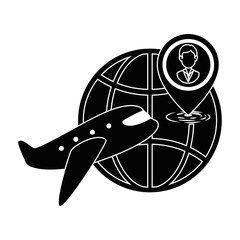 planet sphere with airplane