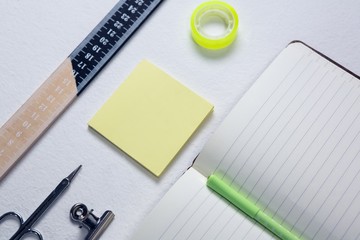 Various stationery on white background