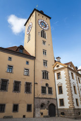 Fototapeta na wymiar Regensburg clock tower, Germany