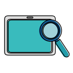 tablet device with magnifying glass