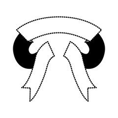 ribbon decorative black silhouette dotted with curves forms vector illustration