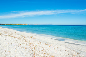 Fototapeta na wymiar White sand and blue sea in Stintino