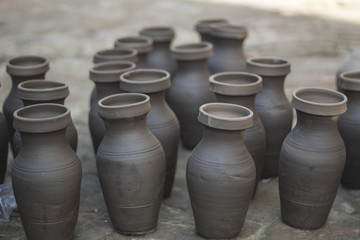Fototapeta na wymiar Handmade Pots In Bhaktapur, Nepal