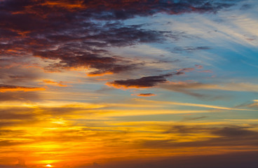 Dramatic sky with clouds at dusk