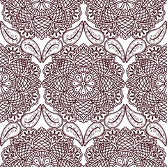 Seamless pattern with hand drawn henna mehndi mandala. Repeating background in oriental indian style.