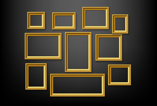 gold picture frame set on wall
