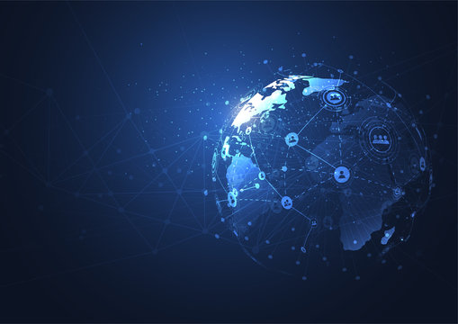 Business global network connection. World map point and line composition concept of global business. Vector Illustration