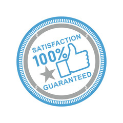 Vector illustration of a round icon satisfaction is guaranteed with asterisks on a white background