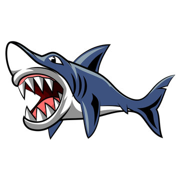 Angry shark mascot. Vector Illustration