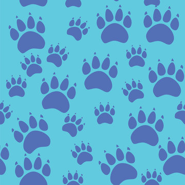 Cat or dog paw seamless pattern - vector animal footprint texture. Vector illustration.