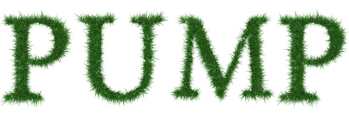 Pump - 3D rendering fresh Grass letters isolated on whhite background.