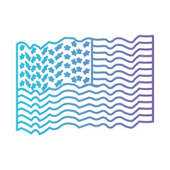 flag united states of america several waves in color gradient silhouette from purple to blue vector illustration