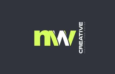 green letter nw n w combination logo icon company design joint joined