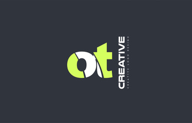 green letter ot o t combination logo icon company design joint joined