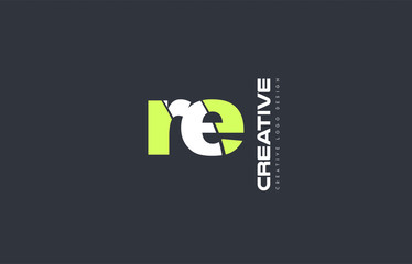 green letter re r e combination logo icon company design joint joined - obrazy, fototapety, plakaty