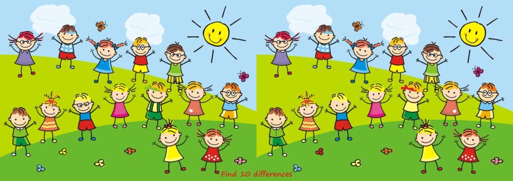 Happy Kids, Game, Find Ten Differences