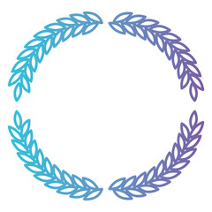 Obraz premium arch of leaves in set double in color gradient silhouette from purple to blue vector illustration