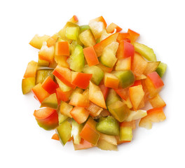 Top view of chopped sweet pepper