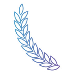 olive branch ramification in color gradient silhouette from purple to blue vector illustration