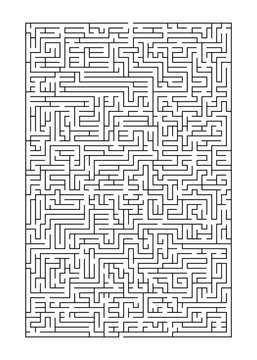 Complex Maze Puzzle Game A 4 Format (high Level Of Difficulty). Black And White Labyrinth Business Concept 