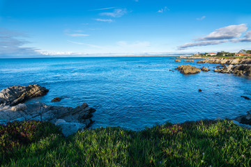 Panoramic view of Monterey at Sunset, California, USA - obrazy, fototapety, plakaty