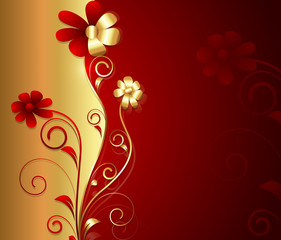 Abstract Golden Floral Template Design