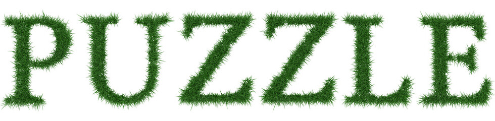 Puzzle - 3D rendering fresh Grass letters isolated on whhite background.