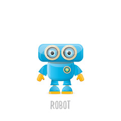 vector funny cartoon blue robot character