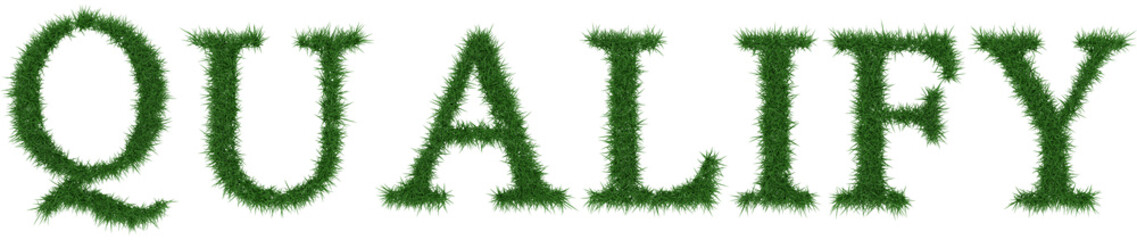 Qualify - 3D rendering fresh Grass letters isolated on whhite background.