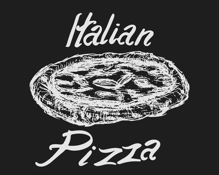 italian pizza sketch logo vector