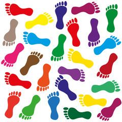 Multicolored foot prints texture