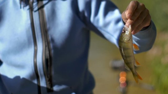 Fishing catch in slow motion 
