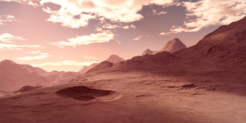 Fototapeta na wymiar Extremely detailed and realistic high resolution 3d illustration of the environment on Mars.