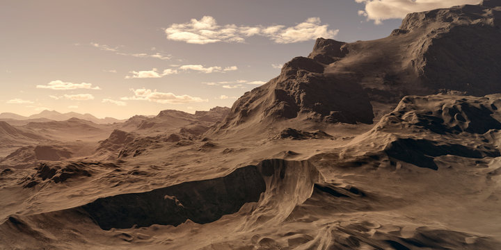 Extremely detailed and realistic high resolution 3d illustration of an environment on an earth like exoplanet.