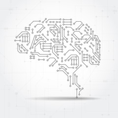 Technological brain. Abstract circuit board. Vector background