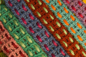 Fototapeta premium Handmade knitted colorful wool texture background